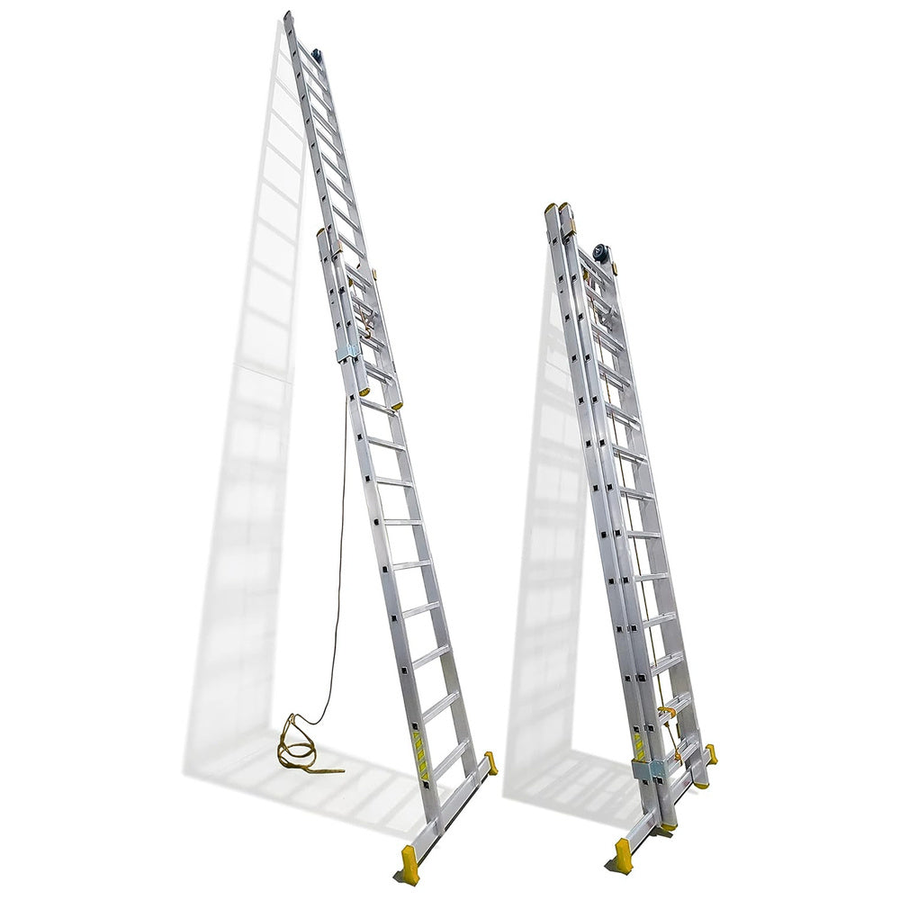 Escalera de Aluminio 2 Tramos Mecánica 14+14 Peldaños
