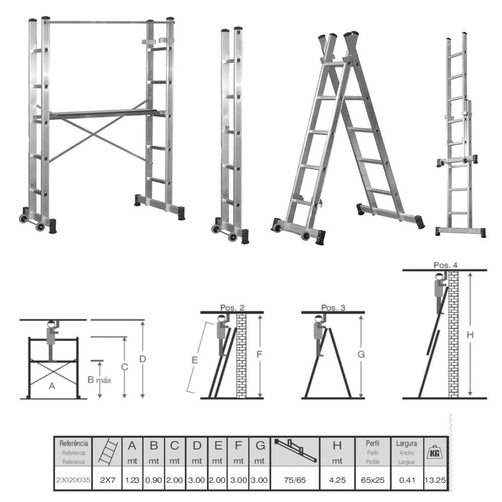 Andamio de Aluminio Móvil Altura Máxima 3 m