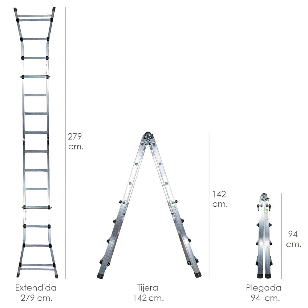 Escalera Telescópica Aluminio 3+3 Peldaños - Perfil 67mm