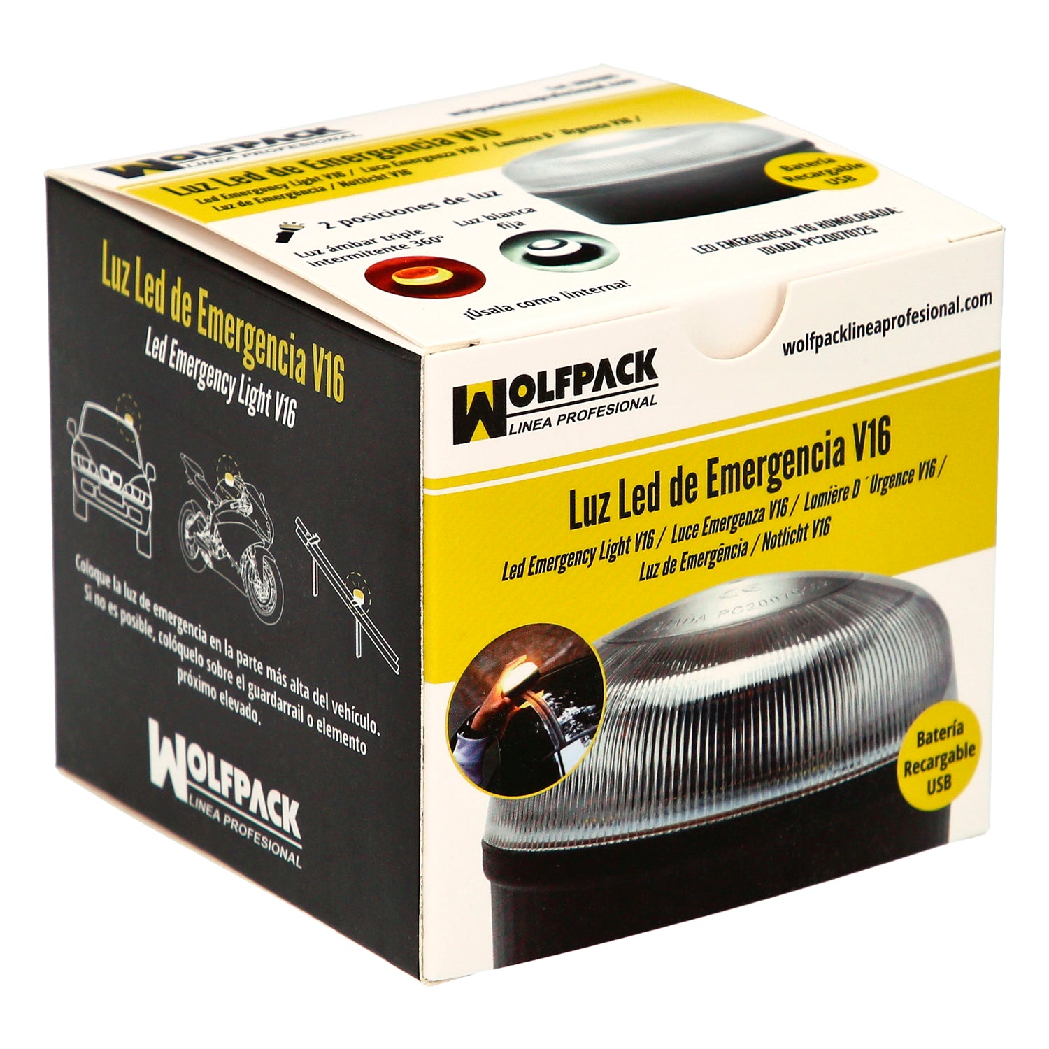 Baliza V16 Homologada DGT Recargable USB – Luz de Emergencia para Coche