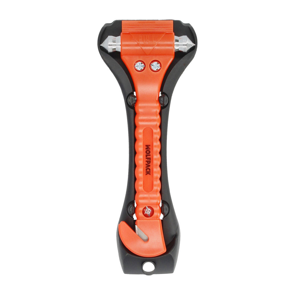 Martillo Rompecristales con Cuchilla – Herramienta de Emergencia 17cm con Punta de Tungsteno y Cortacinturón