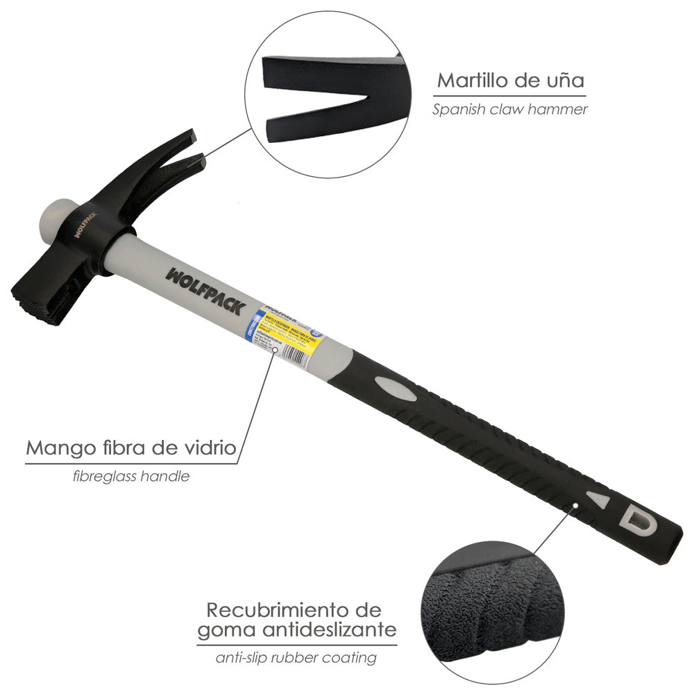 Martillo Encofrador Magnético 700 g con Mango Fibra Vidrio