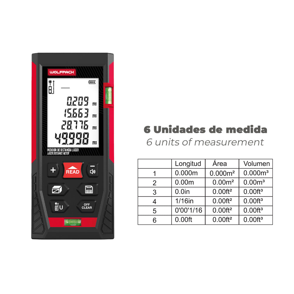 Medidor Láser 50 m con 10 Funciones y Alta Precisión