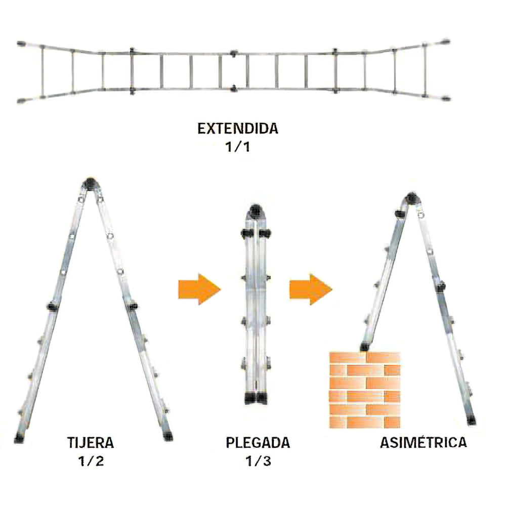 Escalera telescópica de aluminio 5+5 peldaños – Perfil 67 mm