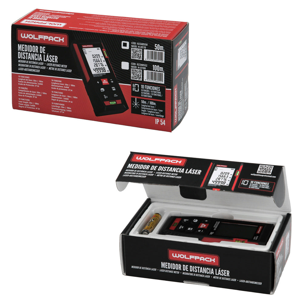 Medidor Láser 50 m con 10 Funciones y Alta Precisión