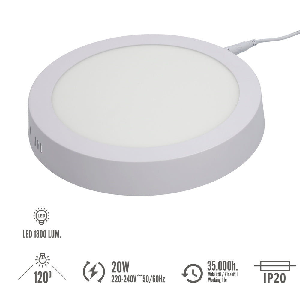 Lámpara de Superficie LED 20 W – 1800 lm – 3000K