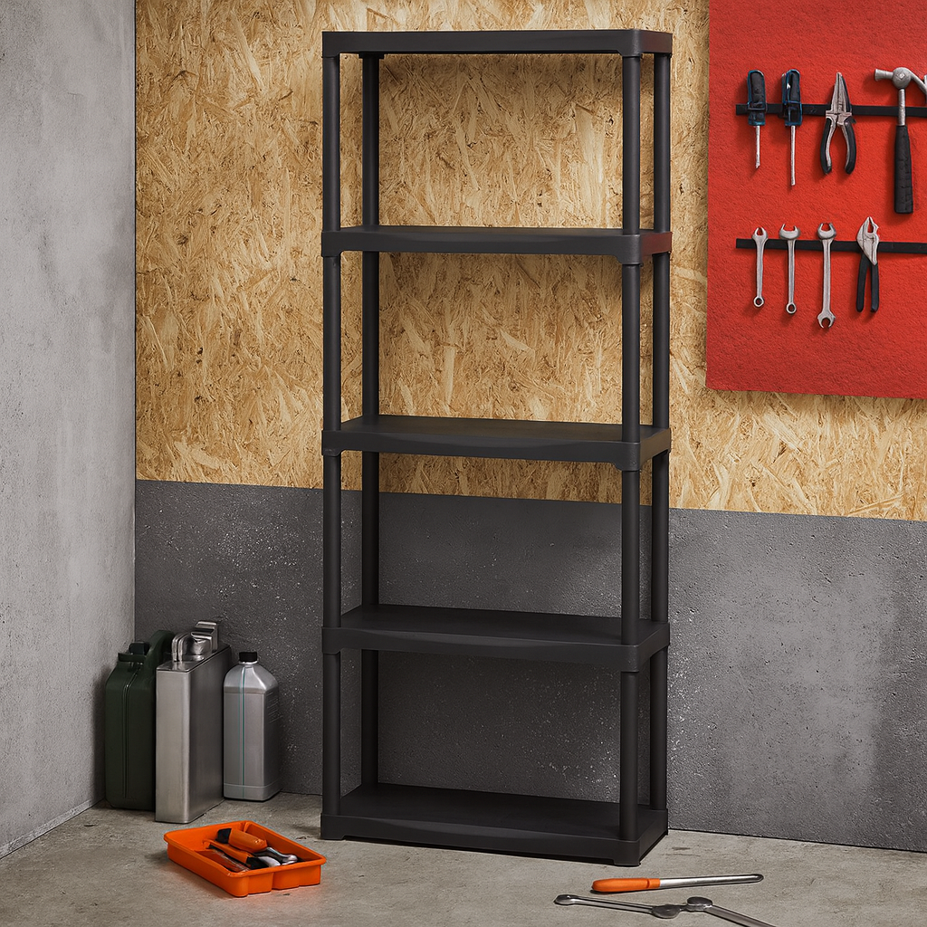 Estantería de Resina 70x30x176 cm Antracita con 5 Baldas Resistentes