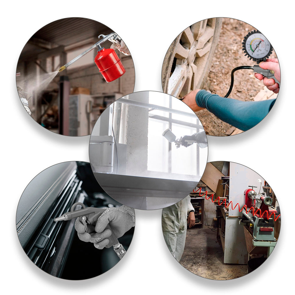 Kit de Accesorios para Compresor de Aire Comprimido 5 Piezas con Conexión Rápida | Inflado, Pintado y Limpieza