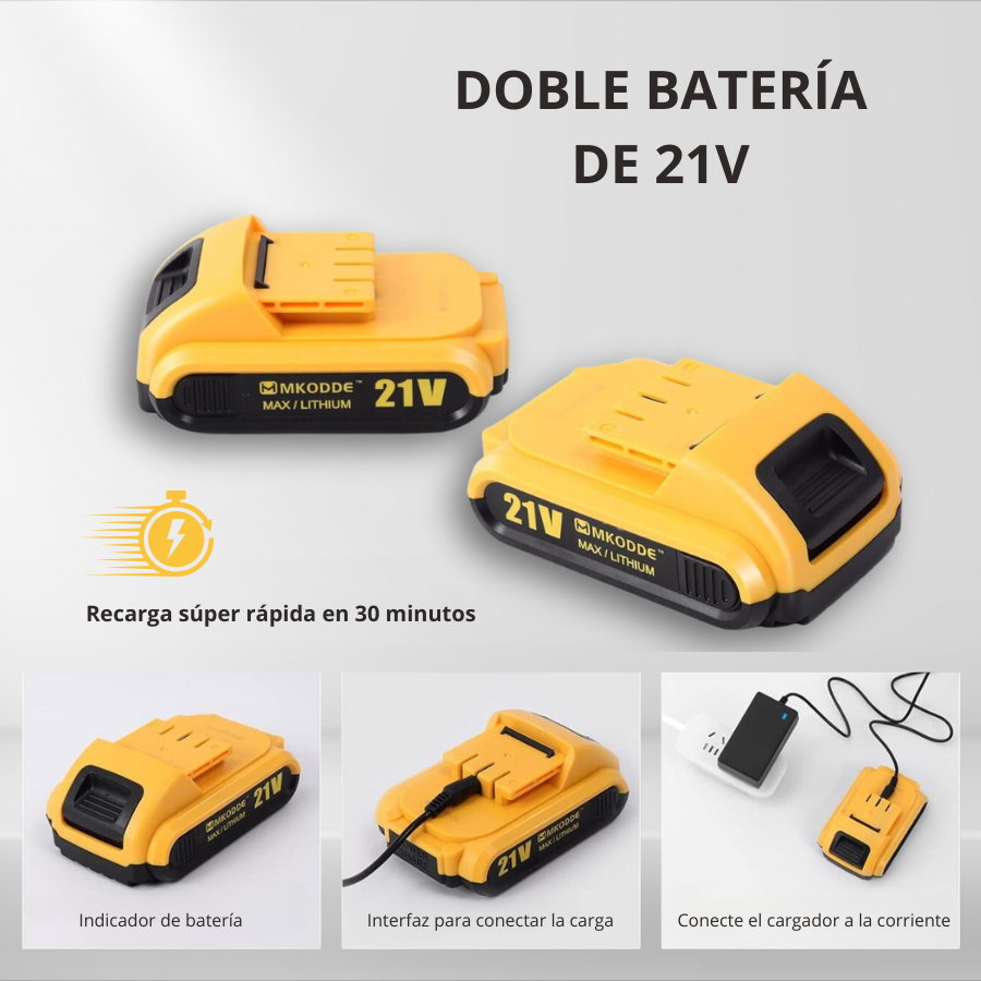 Taladro Inalámbrico 21V con 93 Accesorios – Potente para Tareas del Hogar