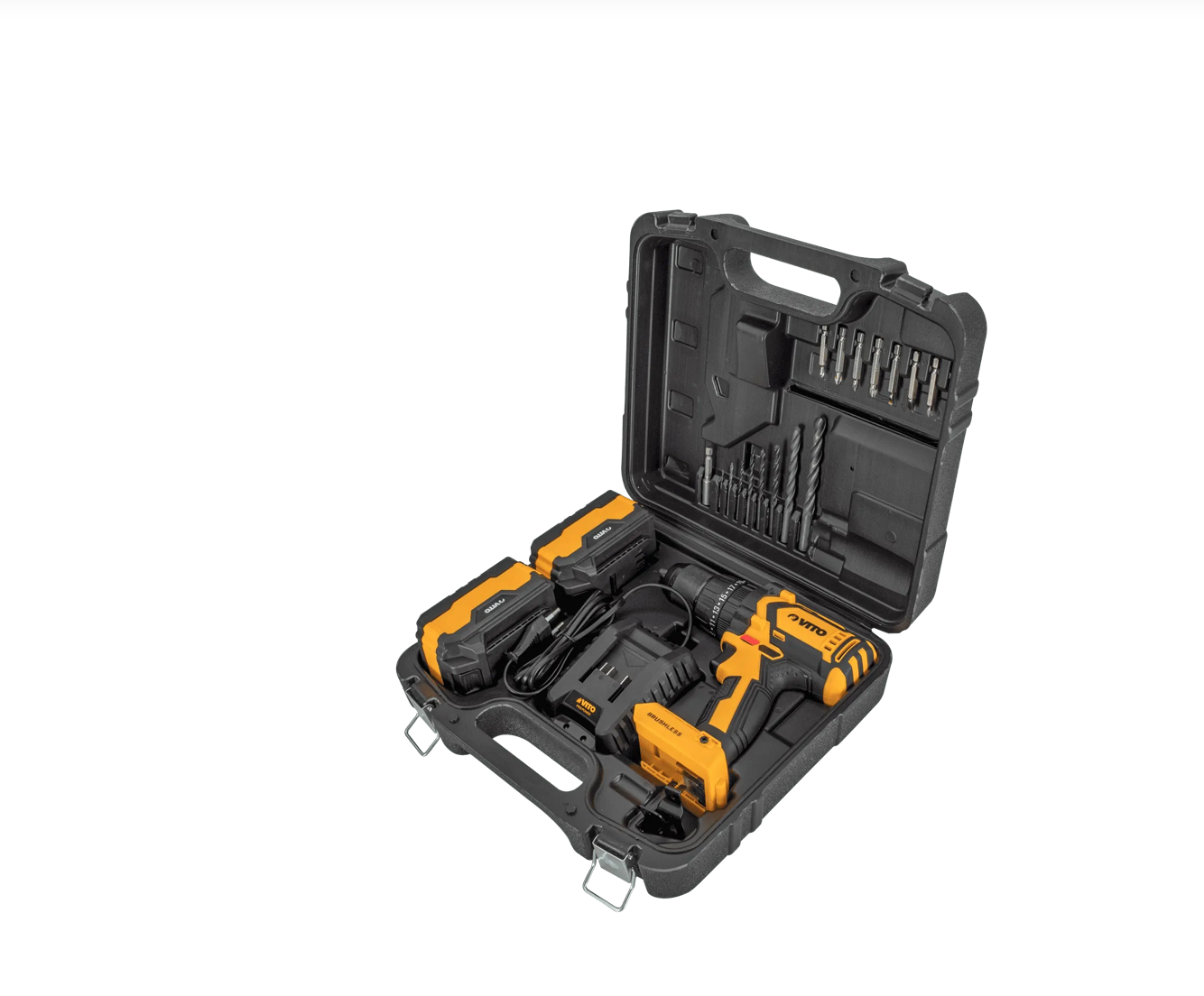 Taladro Atornillador Percutor Brushless 20V – 2 Baterías 4.0Ah + Kit 17 Piezas