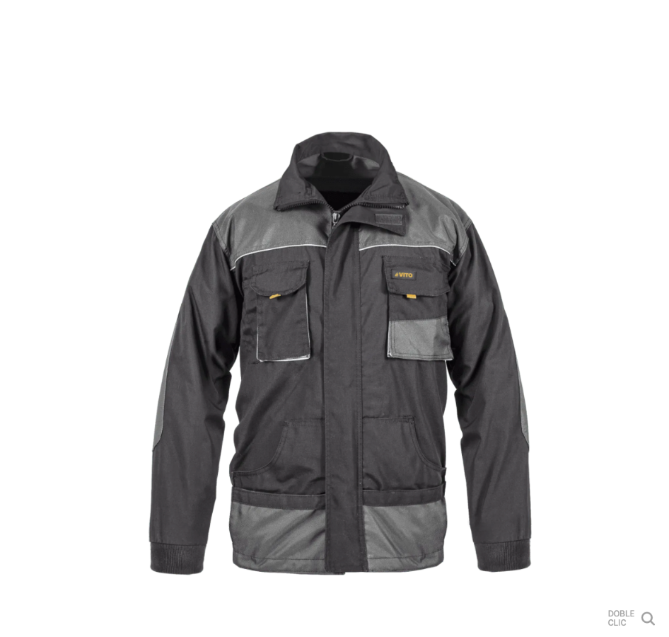 Chaqueta de Trabajo Comfort Plus Gris – 9 Bolsillos, Triple Costura y Cierre con Velcro