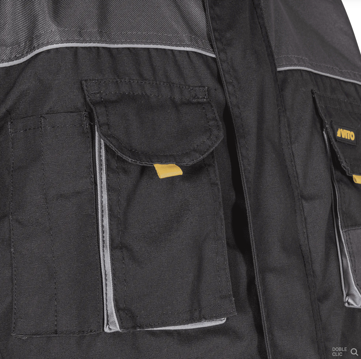 Chaqueta de Trabajo Comfort Plus Gris – 9 Bolsillos, Triple Costura y Cierre con Velcro