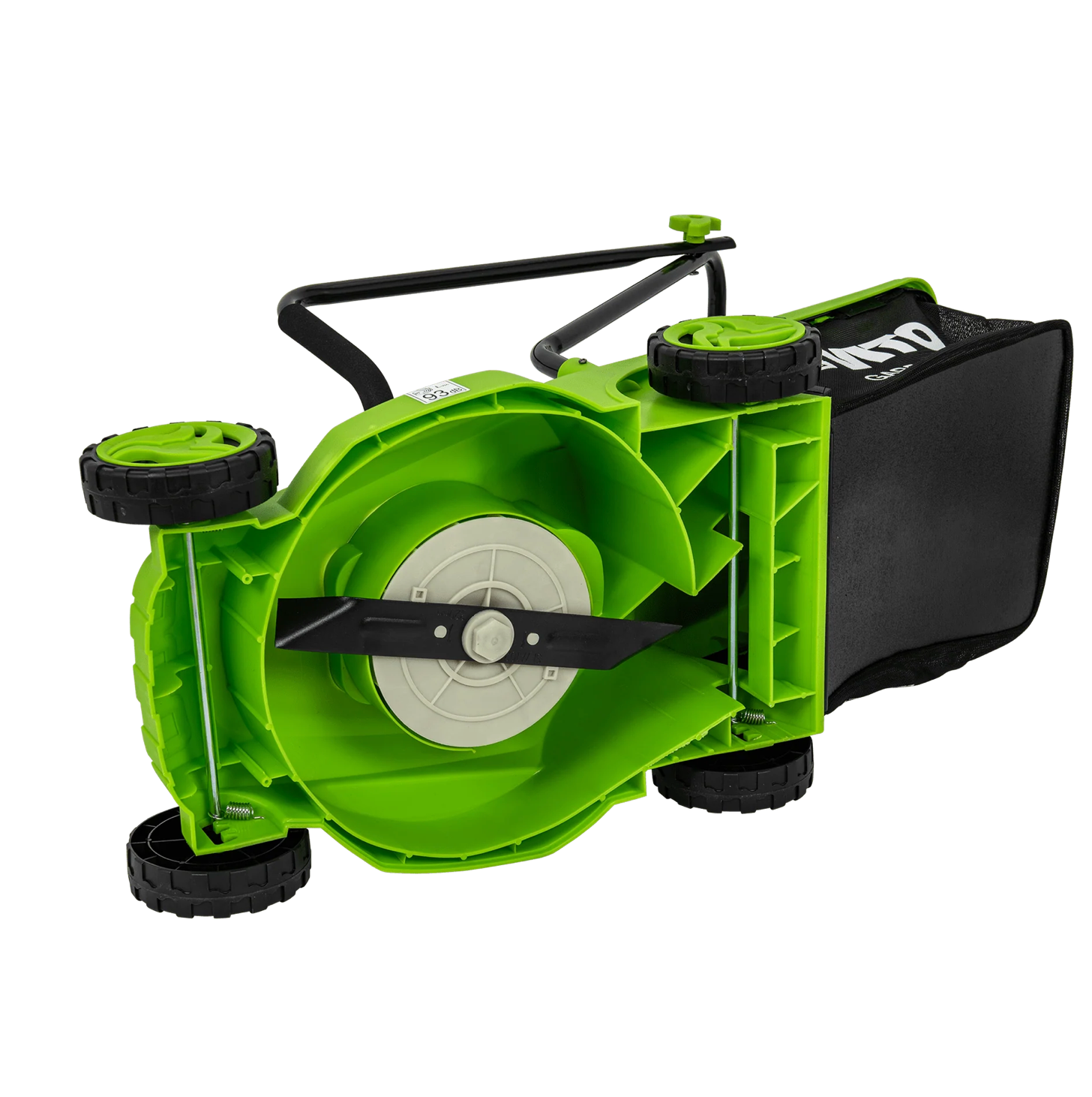 Cortacésped eléctrico 1200W con motor de inducción, 320mm de corte, 3 alturas ajustables y bolsa recogedora de 30L