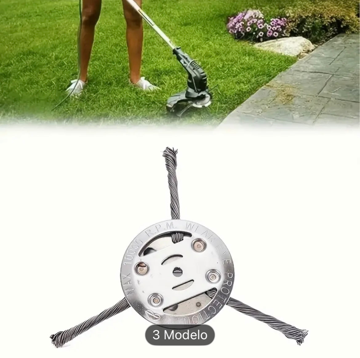 Cepillo de Acero 3 Puntas para Desbrozadora a Batería