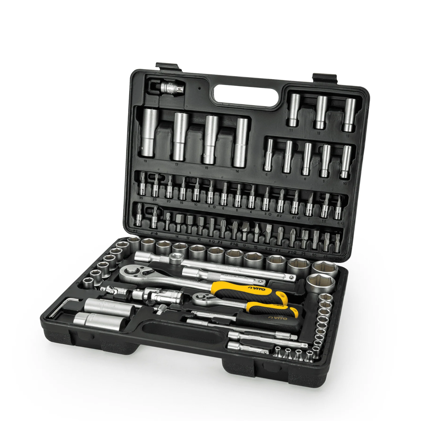 Juego Combinado de Llaves de Vaso 94 Piezas | Set Carraca 1/4” y 1/2” en Acero Cromo Vanadio