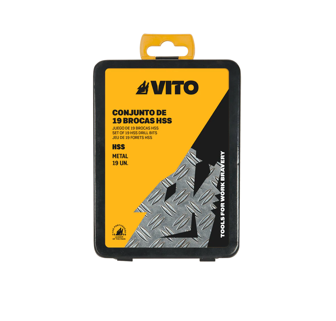 Juego de 19 Brocas HSS 1–10 mm | DIN 338 con Estuche Metálico