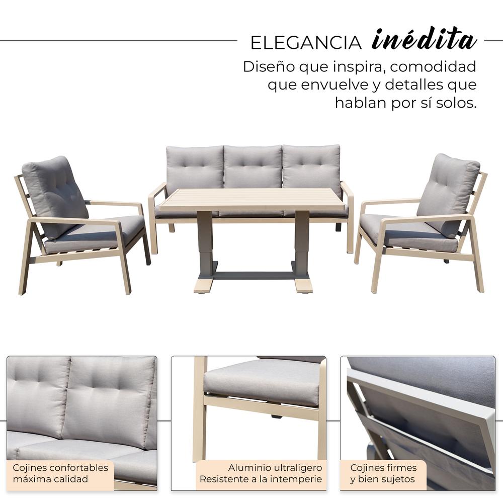Set de Jardín para 5 Personas con Sofá, Sillones Reclinables y Mesa Elevable - YOEVU Vista Lounge