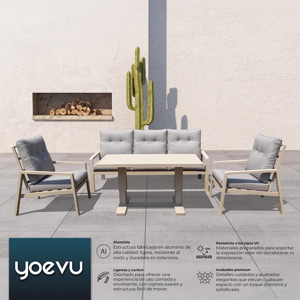 Set de Jardín para 5 Personas con Sofá, Sillones Reclinables y Mesa Elevable - YOEVU Vista Lounge