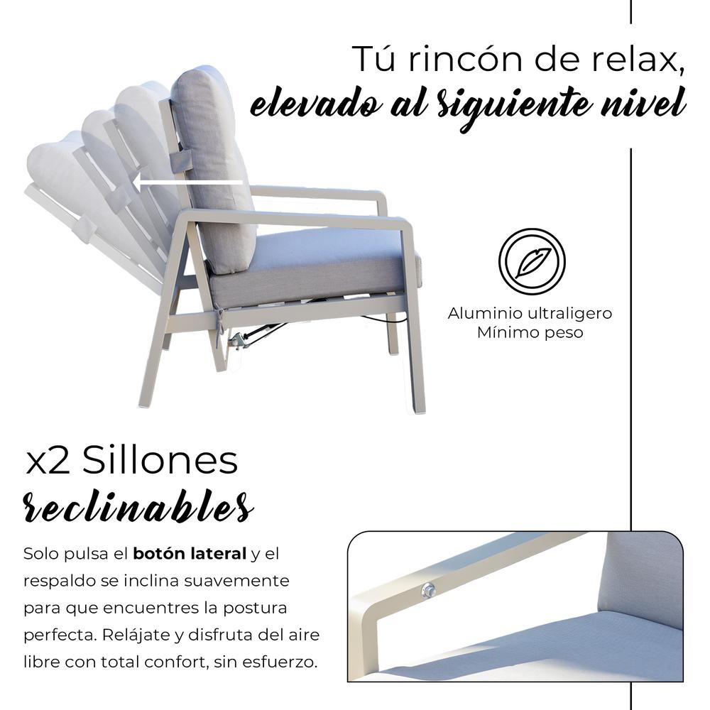 Set de Jardín para 5 Personas con Sofá, Sillones Reclinables y Mesa Elevable - YOEVU Vista Lounge