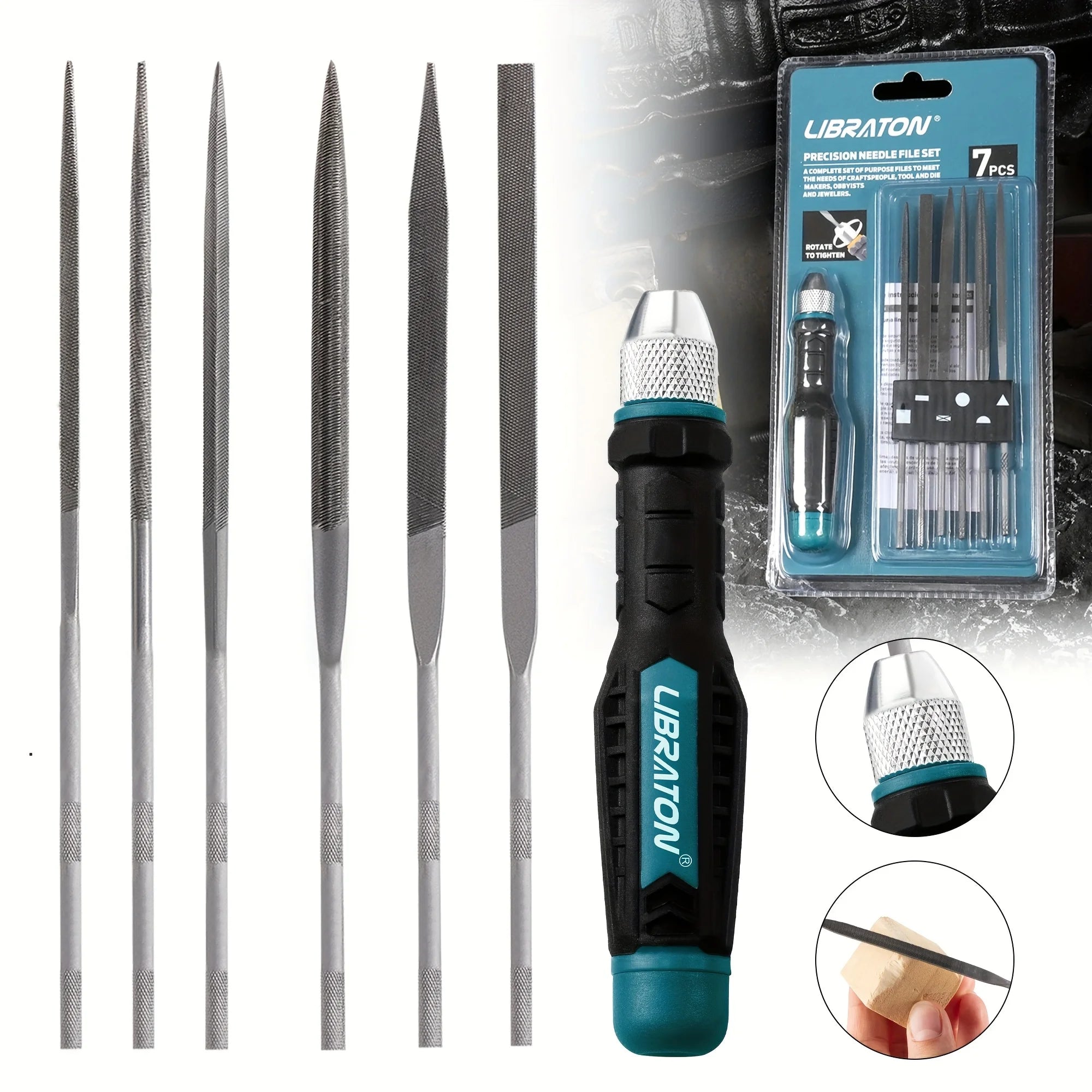 Juego de 6 Limas de Aguja con Mango Intercambiable