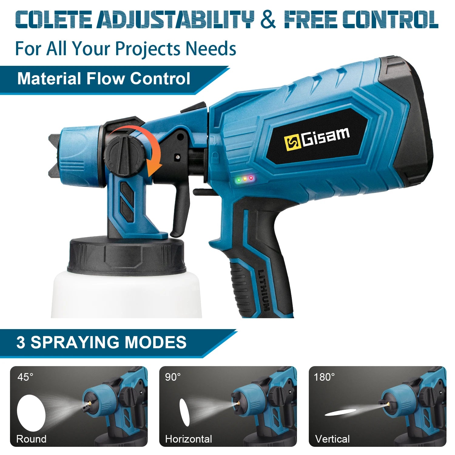 Pistola de Pintura Eléctrica HVLP Gisam 1000ml | Boquilla 1,8mm y 30.000rpm para DIY y Acabado Profesional