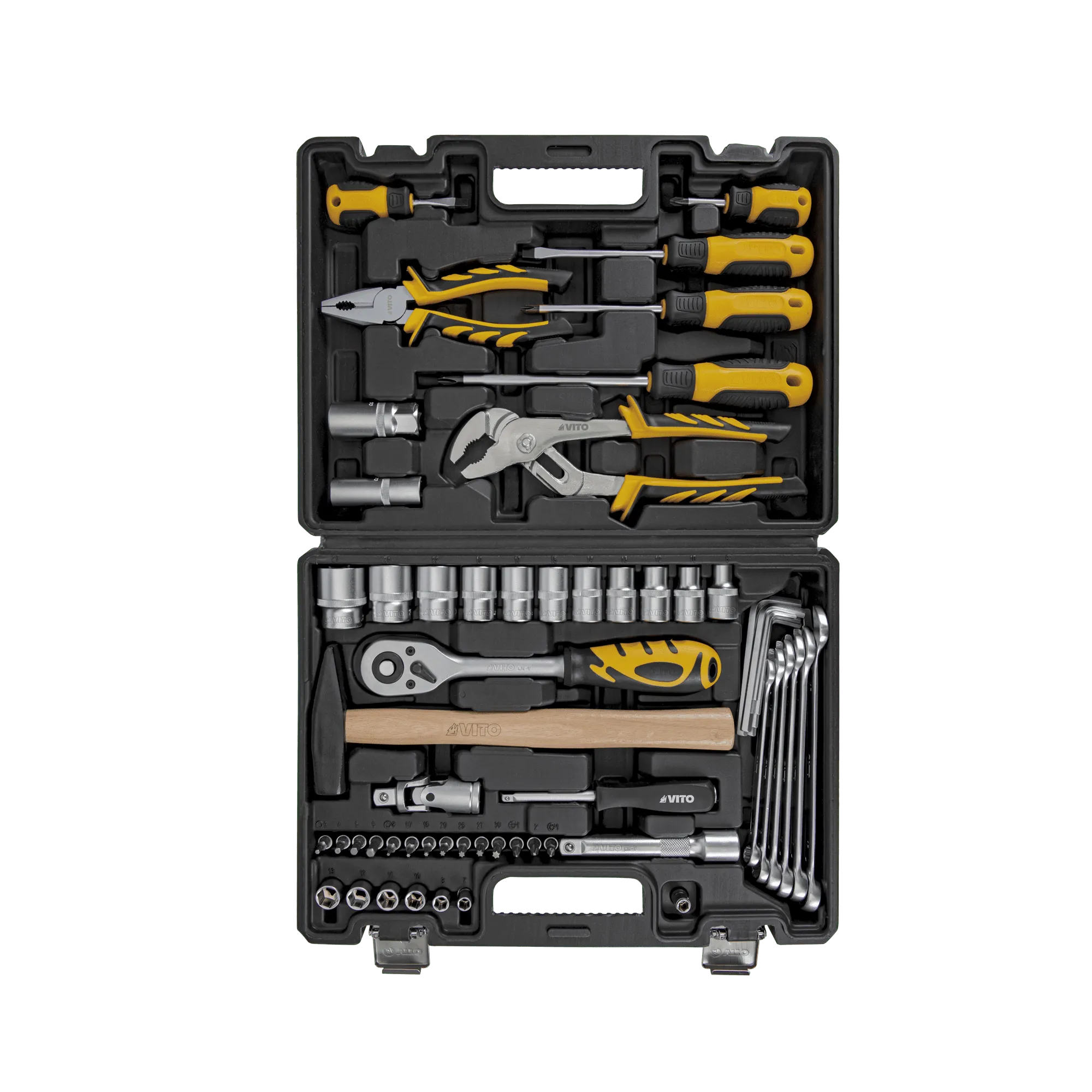 Maletín de Herramientas 58 Piezas de Acero Cr-V – Kit Completo Profesional con Llaves, Alicates y Martillo