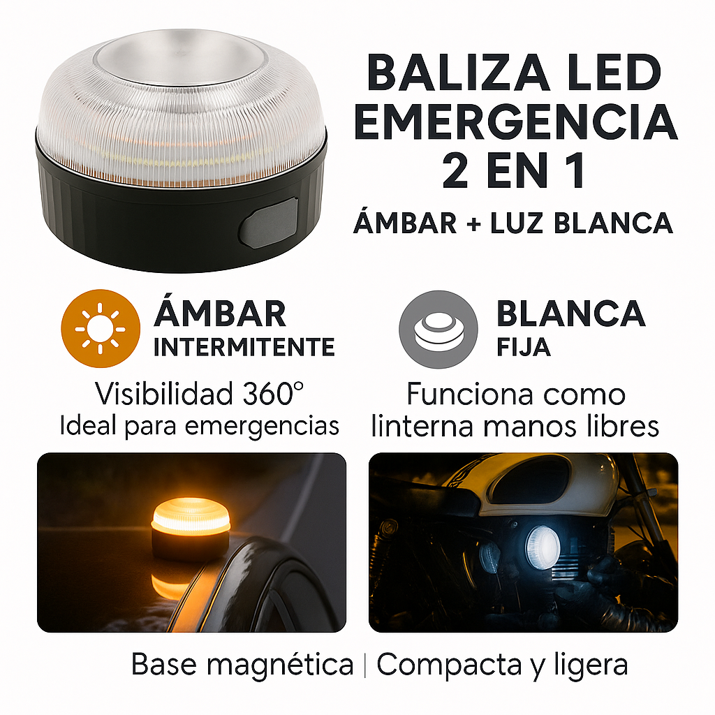 Baliza V16 Homologada NO GEOLOCALIZADA DGT Recargable USB – Luz de Emergencia para Coche