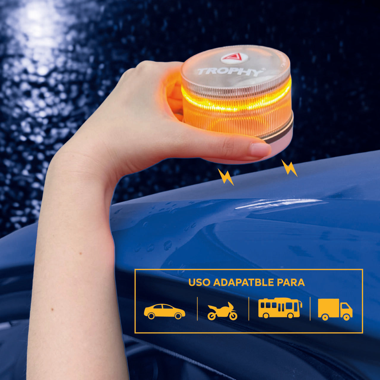 Kit 2 Balizas V16 Homologadas DGT con Geolocalización | LED Amarillo Auto IP5