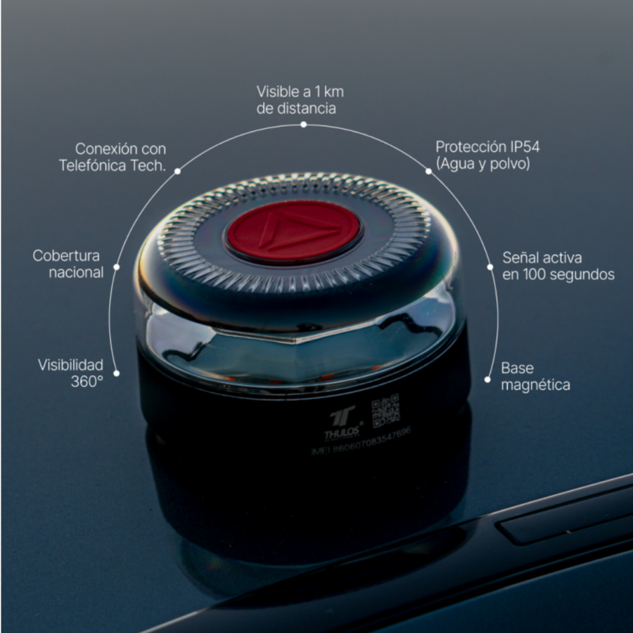 Luz de Emergencia V16 con Geolocalización IoT Certificada por la DGT – Incluye Funda Protectora