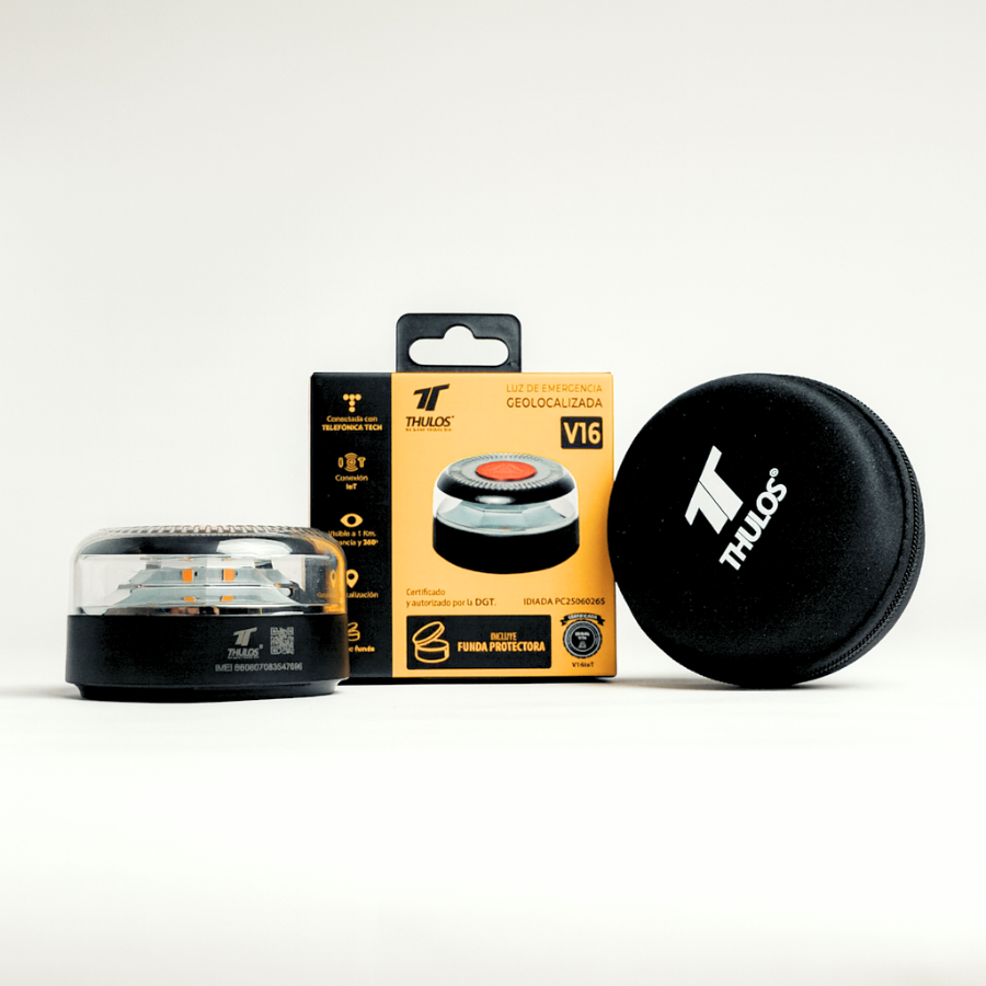 Luz de Emergencia V16 con Geolocalización IoT Certificada por la DGT – Incluye Funda Protectora