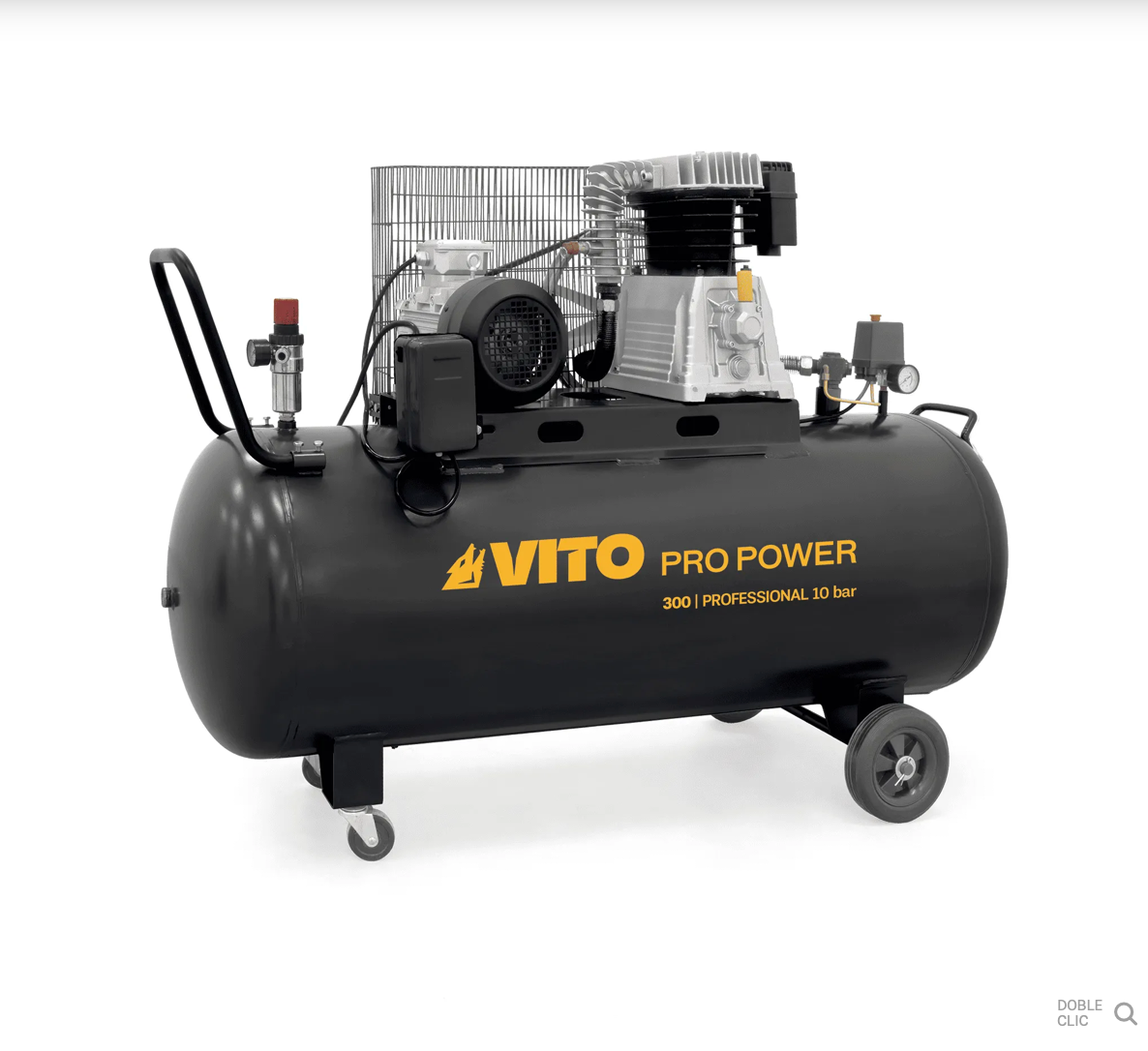 Compresor de Aire Trifásico con Correa 300 L, 5,5 CV, 10 bar, 500 L/min, Motor 4 kW, Depósito 290 L, Bajo Ruido 83 dB, Protección Térmica, Visor de Aceite, Transmisión 830 rpm – VITO Tools