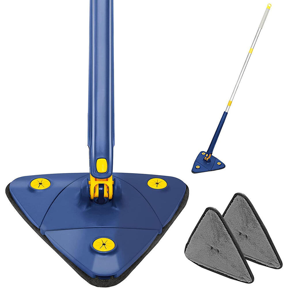 Mopa Triangular Giratoria 360º con Autoescurrido y Mango Extensible | Incluye 2 Paños de Microfibra