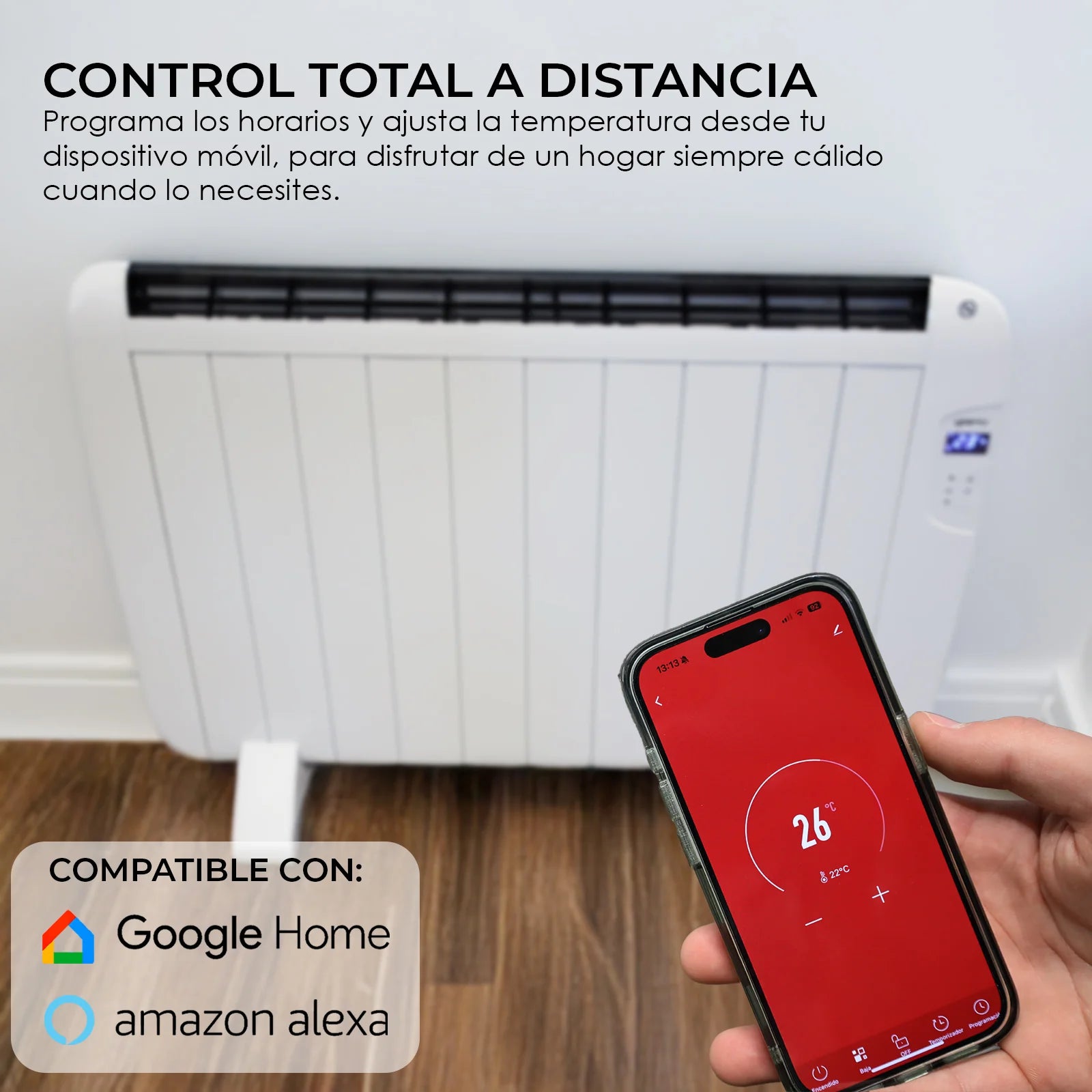 Emisor Térmico de Aluminio 1200 W – Compatible con Alexa