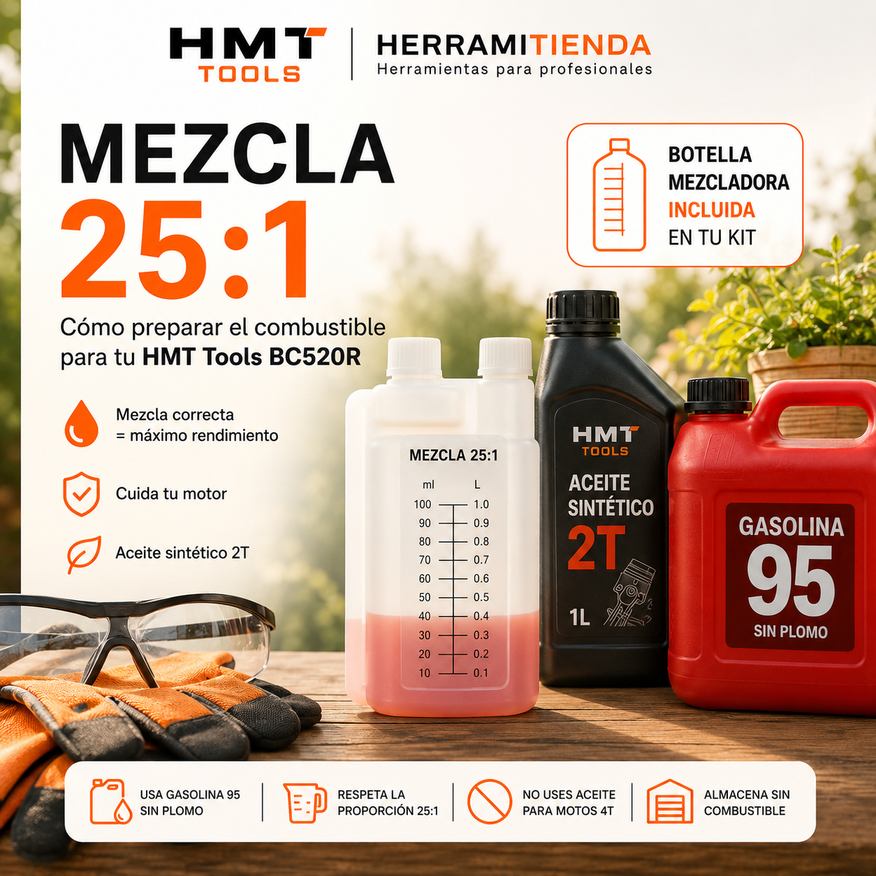 Cómo preparar la mezcla 25:1 para la HMT Tools BC520R