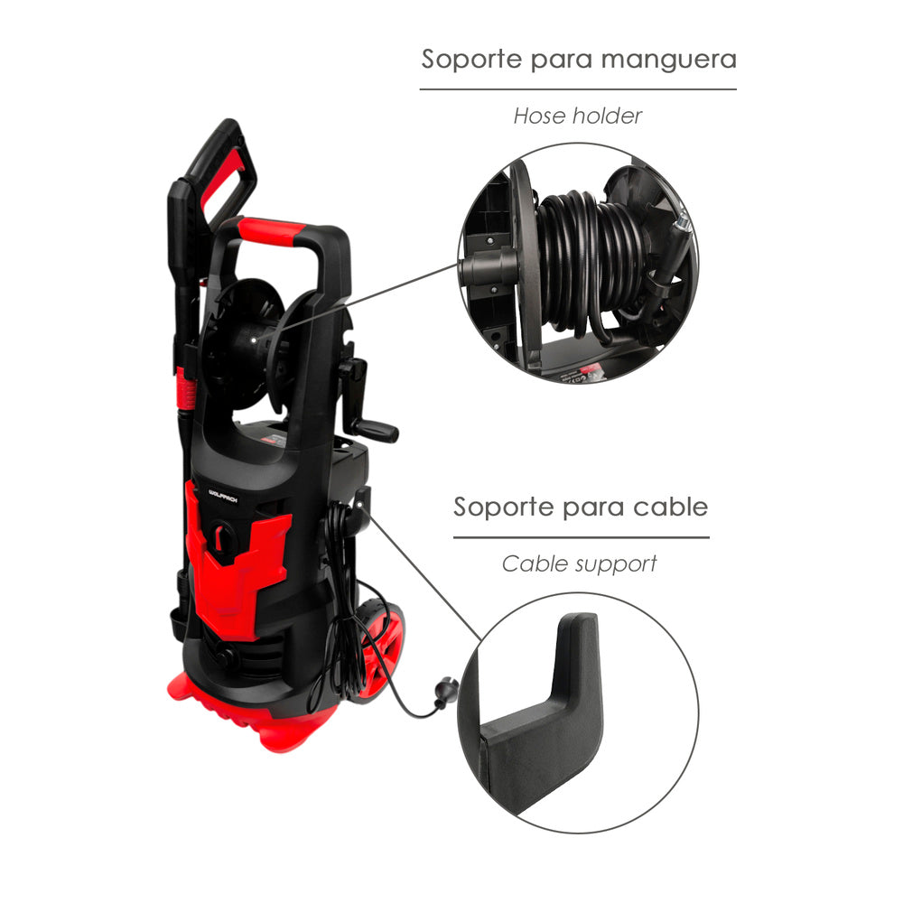 Hidrolimpiadora Alta Presión 180 bar | 2.400 W, 390 l/h, con Accesorios y Ruedas