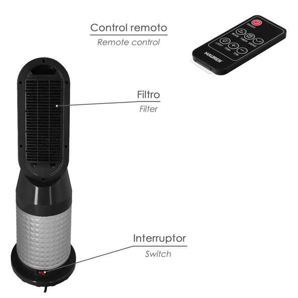 Termoventilador Cerámico con Mando 2000 W | Oscilante y LED