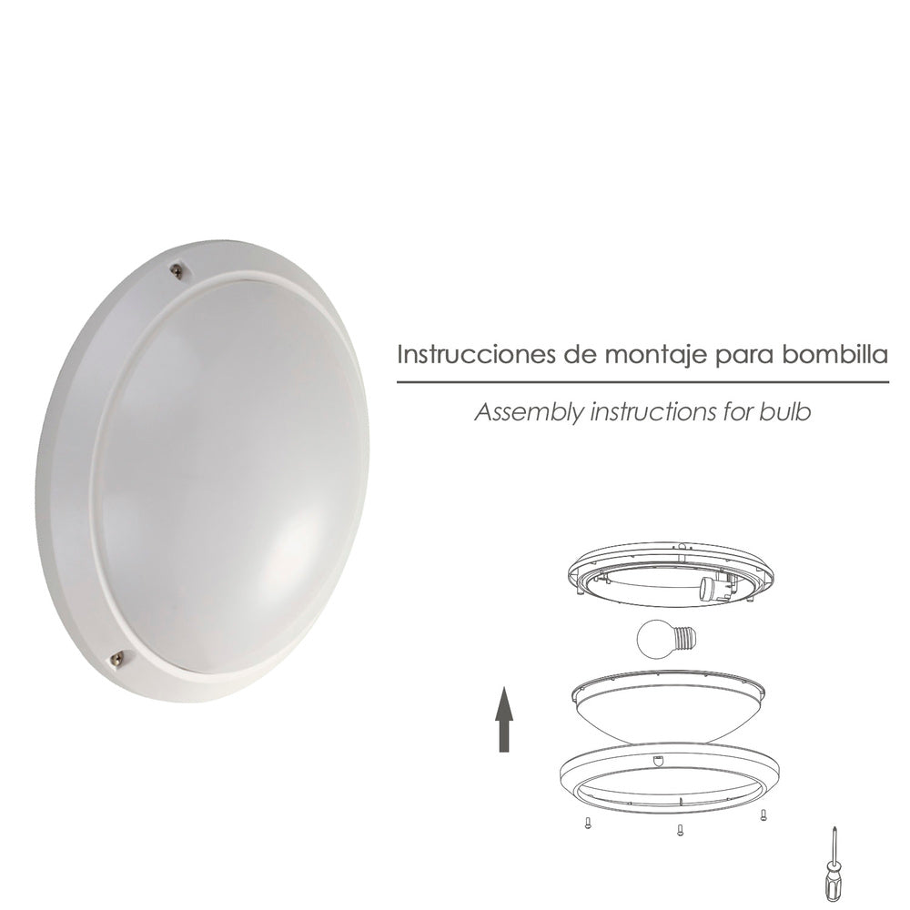 Lámpara Plafón Interiores / Exteriores IP45 E27 Ø27 cm