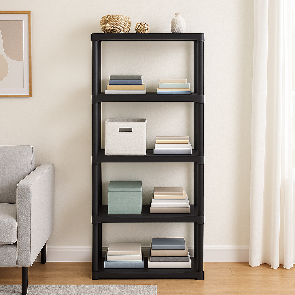 Estantería de Resina 70x30x176 cm Antracita con 5 Baldas Resistentes