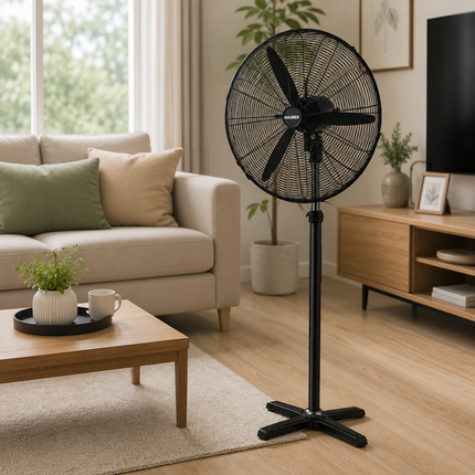 Ventilador de Pie Industrial Ø65 cm Negro 190W Regulable