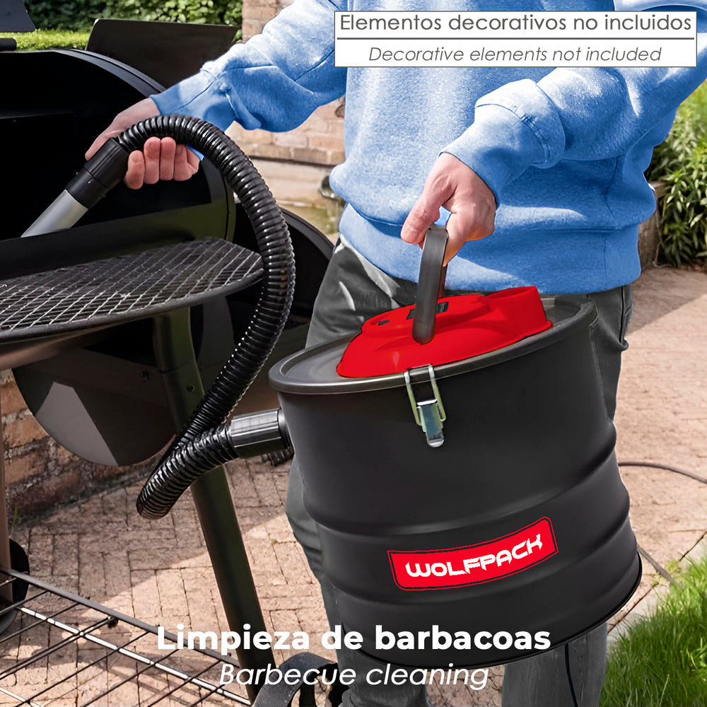 Aspirador de Cenizas  1200W con Depósito Metálico 15L | Aspira cenizas para Chimeneas y Estufas