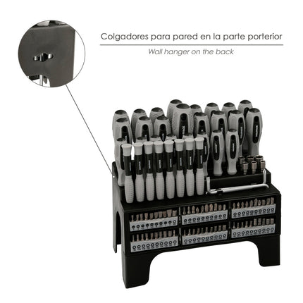 Juego de Destornilladores y Puntas 100 Piezas con Soporte | Acero Cromo Vanadio y Mango Bimaterial