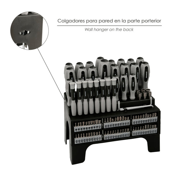 Juego de Destornilladores y Puntas 100 Piezas con Soporte | Acero Cromo Vanadio y Mango Bimaterial