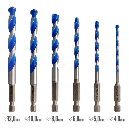 Estuche de Brocas Wolfpack Universales Ø4–10 mm | Punta Hexagonal Multiusos