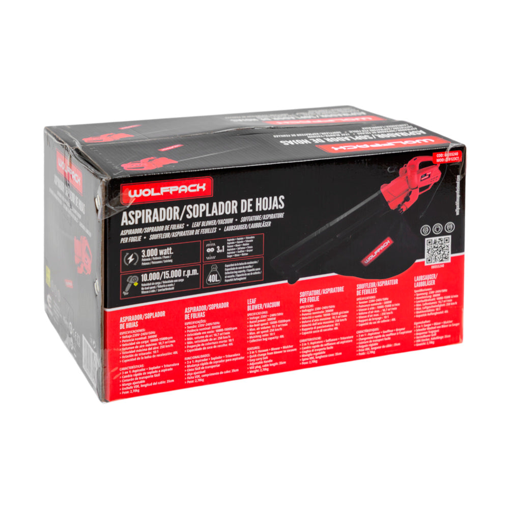 Aspirador Soplador de Jardín WOLFPACK 3.000W