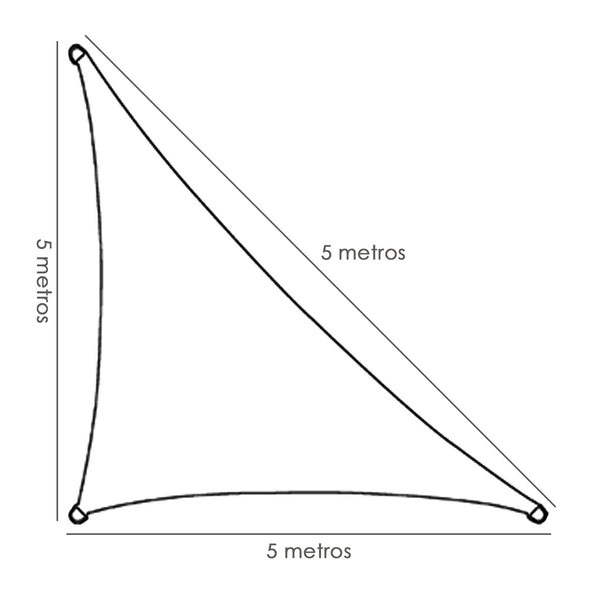 Toldo Vela Sombra Triangular para Jardín 5,0 x 5,0 metros