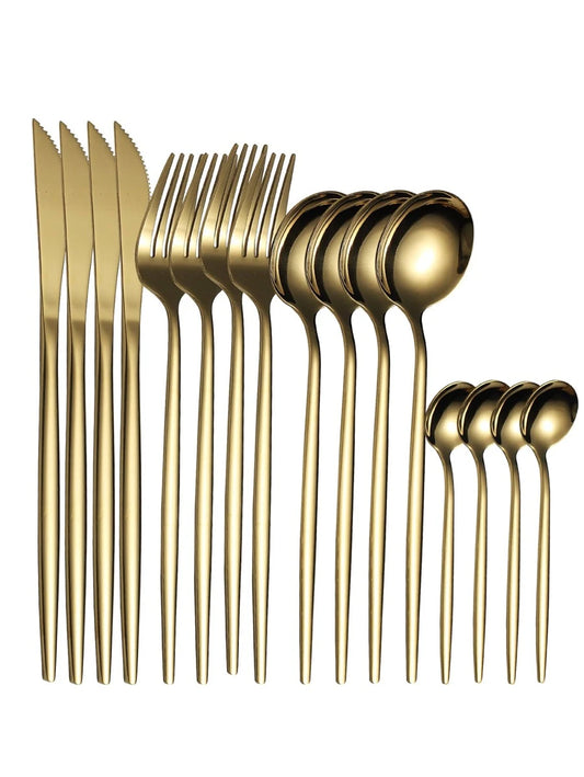 Juego de Cubiertos Dorados de 24 Piezas,  Dusseldorf – Elegancia y Estilo para tu Mesa
