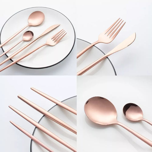 Juego de Cubiertos 24 Piezas Dusseldorf,  Modelo Redondo en Rose Gold – Elegancia en Cada Detalle