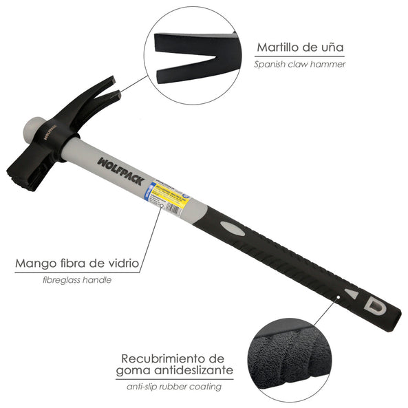 Martillo Encofrador Magnético 700 g con Mango Fibra Vidrio