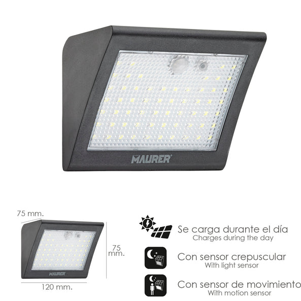 Aplique Solar LED 250 Lúmenes con Sensor de Movimiento