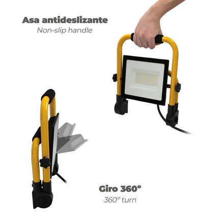 Foco LED Plano 100 - 4000K IP65 con Asa de Transporte